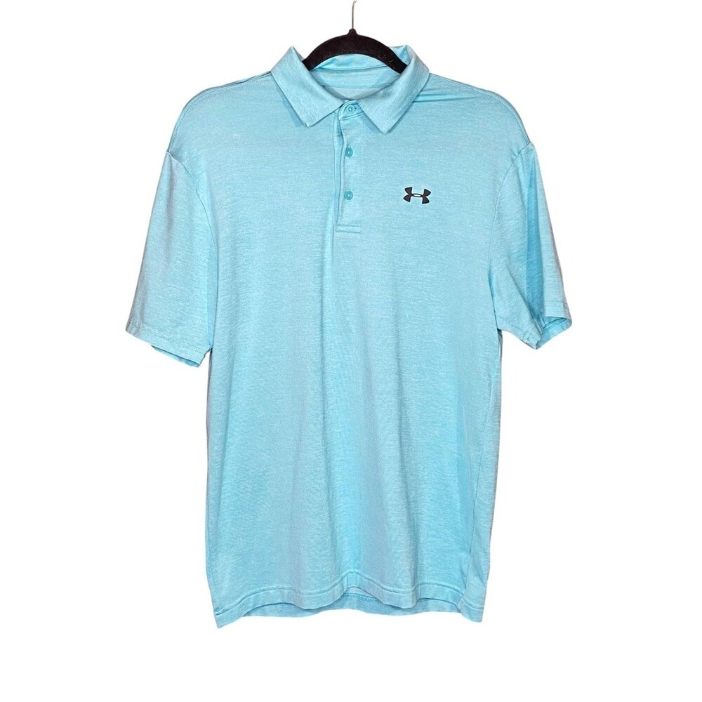 Under Armour The Playoff Polo Golf Wear Lightweight Aqua Blue Moisture Wicking S